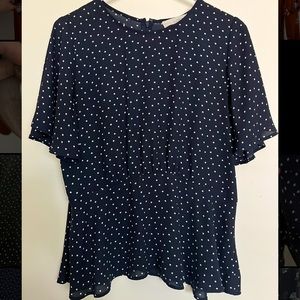 Loft Navy Polka Dot Blouse